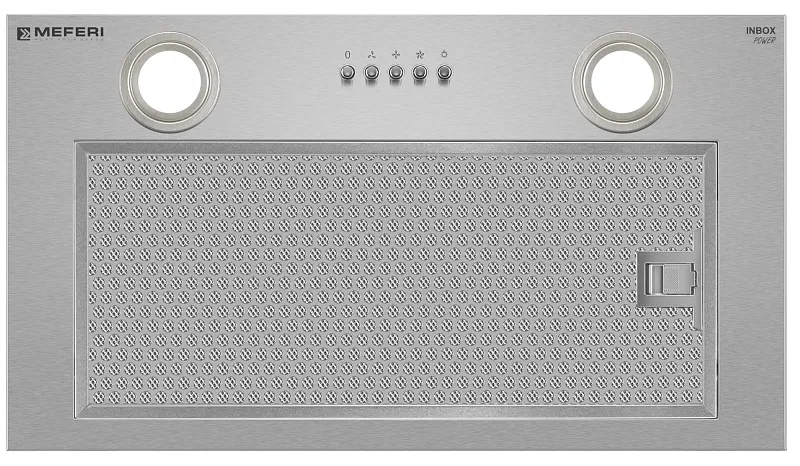 Вытяжка кухонная MEFERI INBOX52IX POWER, 52 см, встраиваемая, серая, производительность 900 м3/ч, 3 скорости, низкий уровень шума, режимы отвод и рециркуляция, гарантия 3 года