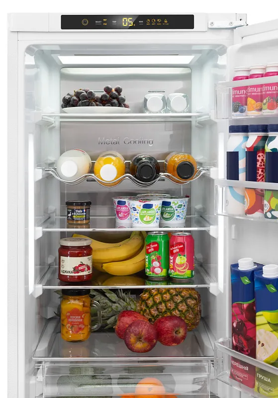 Холодильник встраиваемый, с инвертором MEFERI MBR193 TOTAL NO FROST ULTRA (модификация 2025), двухкамерный, двухдверный, перенавешиваемые двери, суперохлаждение, суперзаморозка, с зоной свежести, с металлической пластиной Metal Cooling