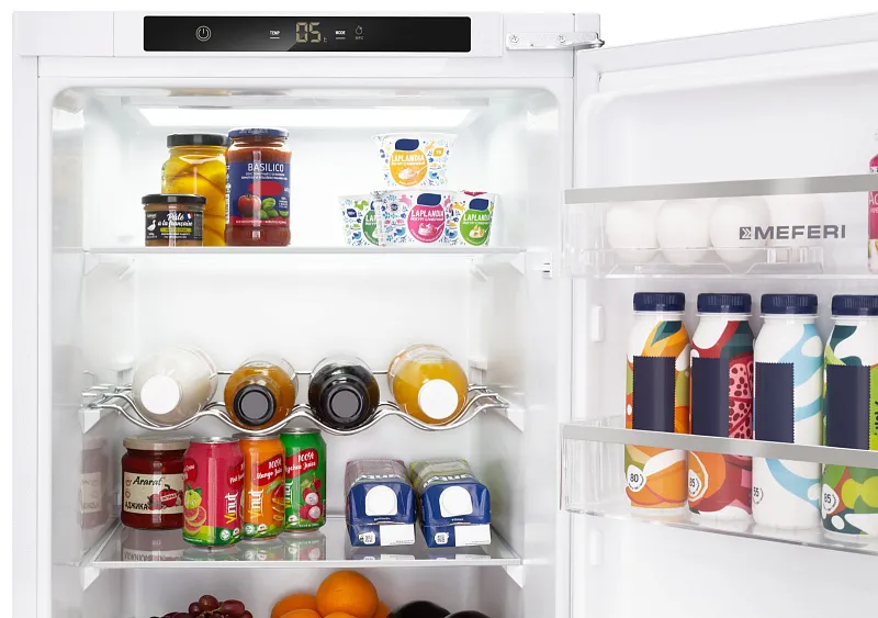 Холодильник встраиваемый MEFERI MBR177 COMBI NO FROST POWER (модификация 2025), двухкамерный, двухдверный, перенавешиваемые двери, суперохлаждение, с зоной свежести