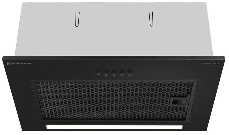 Вытяжка кухонная MEFERI SMARTBOX45BK POWER, 45 см, встраиваемая, черная, производительность 900 м3/ч, 3 скорости, низкий уровень шума, режимы отвод и рециркуляция, гарантия 3 года