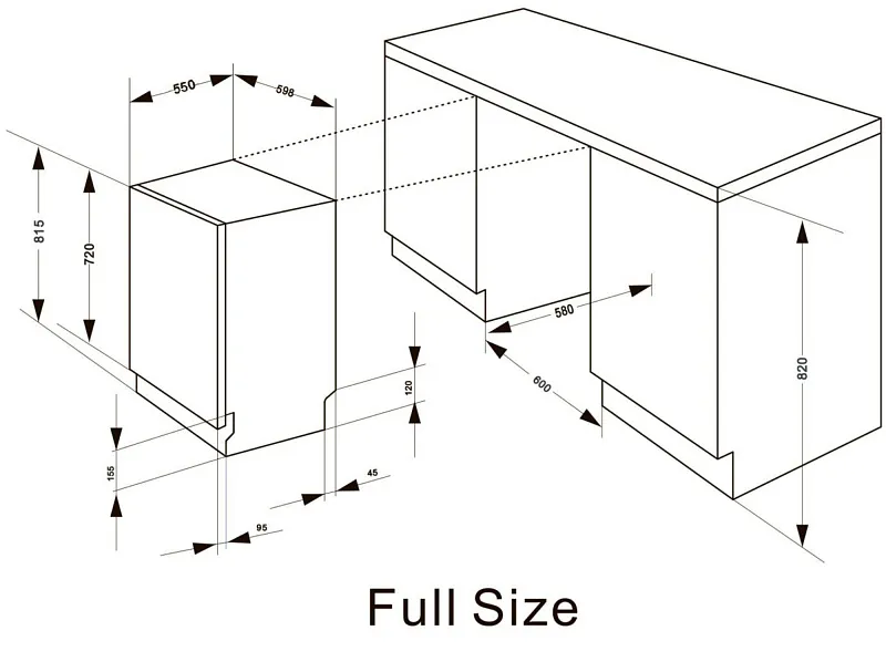 Посудомоечная машина встраиваемая MEFERI MDW6073 ULTRA, 60 см, напольная, 14 комплектов посуды, 7 программ, 3 корзины, луч на полу, внутренняя подсветка, половинная загрузка