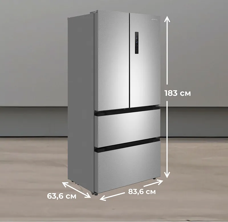 Холодильник отдельностоящий, с инвертором MEFERI MFR83IX TOTAL NO FROST FRENCH DOOR COMFORT, двухкамерный, с зоной свежести, с льдогенератором