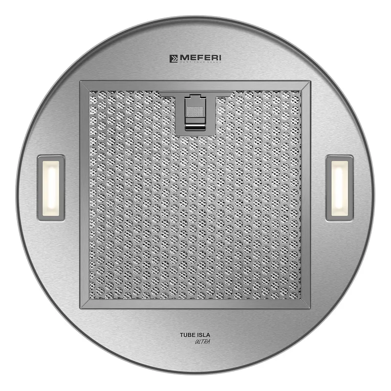 Вытяжка кухонная цилиндрическая островная MEFERI TUBE35IX ISLA ULTRA, 35 см, серая, производительность 1200 м3/ч, 3 скорости, низкий уровень шума, режимы отвод и рециркуляция, гарантия 3 года