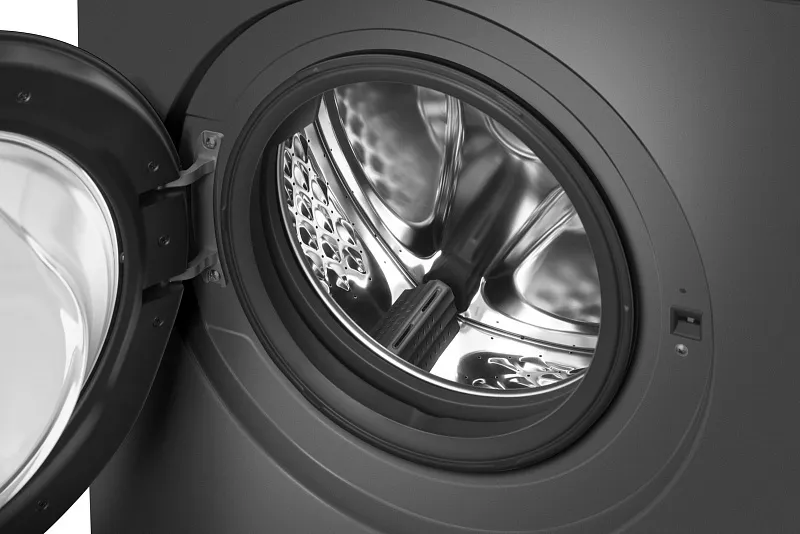 Стиральная машина с инвертором и паром узкая MEFERI MFW061014GR SLIM LIGHT отдельностоящая серая, глубина 34 см, загрузка 6,5 кг