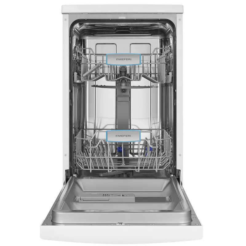 Посудомоечная машина узкая отдельностоящая MEFERI MDW4562WH FS LIGHT, 45 см, 9 комплектов посуды, 6 программ, 2 корзины, половинная загрузка, отсрочка, таймер, защита от протечек, внутренняя подсветка