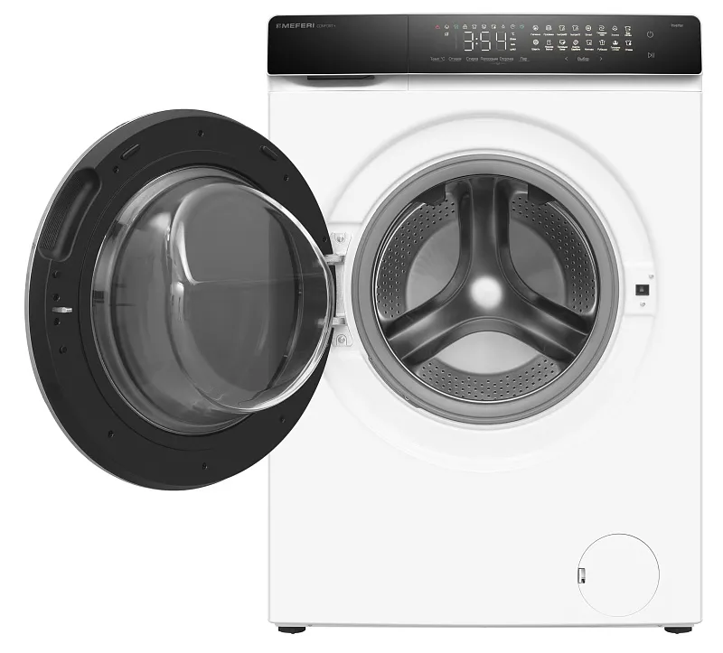 Стиральная машина с инвертором и паром MEFERI MFW121416WH COMFORT PLUS отдельностоящая белая, загрузка 12 кг, с сенсорным управлением