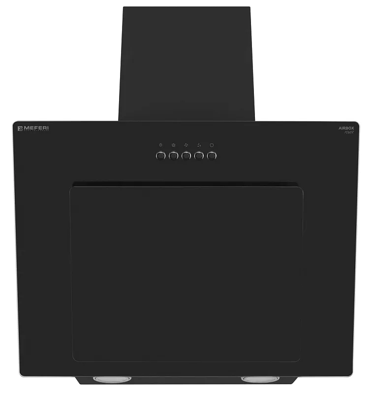 Вытяжка кухонная MEFERI AIRBOX60BK POWER, 60 см, наклонная, черная, стекло, производительность 900 м3/ч, 3 скорости, низкий уровень шума, режимы отвод и рециркуляция, гарантия 3 года