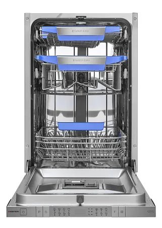 Посудомоечная машина узкая встраиваемая с инвертором MEFERI MDW4583 COMFORT PLUS, 45 см, 10 комплектов посуды, автооткрывание дверцы, аквастоп, луч на полу, внутренняя подсветка, половинная загрузка, таймер Посудомоечная машина узкая встраиваемая с инвертором MEFERI MDW4583 COMFORT PLUS, 45 см, 10 комплектов посуды, автооткрывание дверцы, аквастоп, луч на полу, внутренняя подсветка, половинная загрузка, таймер