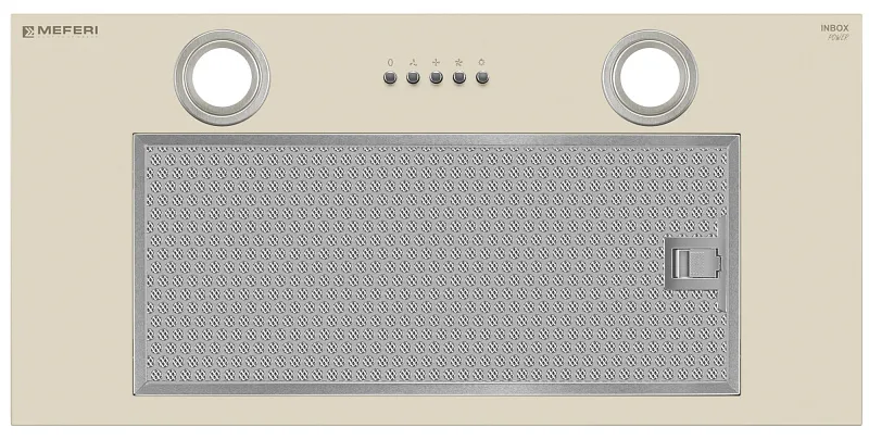 Вытяжка кухонная MEFERI INBOX60BG POWER, 60 см, встраиваемая, бежевая, производительность 900 м3/ч, 3 скорости, низкий уровень шума, режимы отвод и рециркуляция, гарантия 3 года