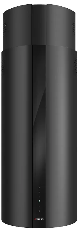 Вытяжка кухонная цилиндрическая островная MEFERI TUBE40BK ISLA COMFORT PLUS, 40 см, черная, производительность 1200 м3/ч, 5 скоростей, режимы отвод и рециркуляция, сенсорное управление, гарантия 3 года