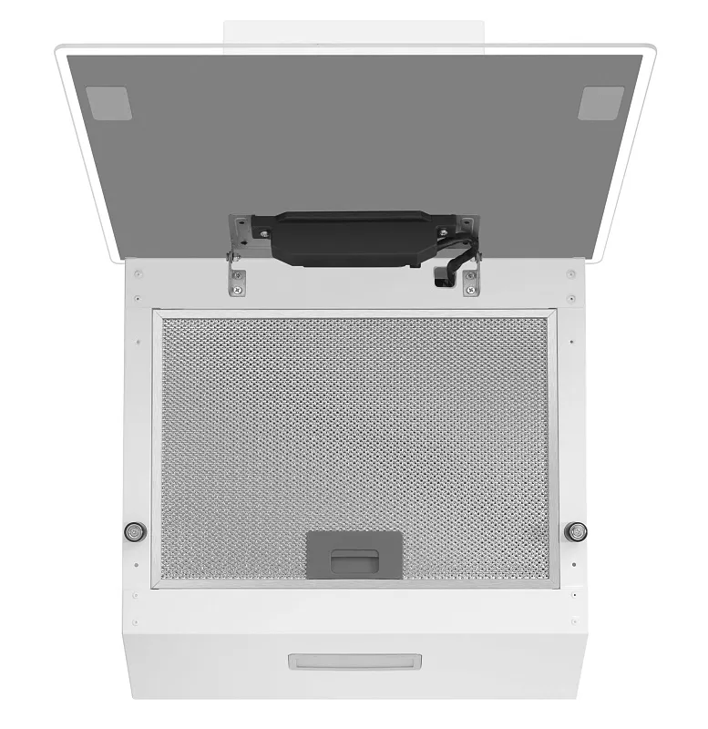 Вытяжка кухонная MEFERI AIRBOX45WH LIGHT, 45 см, наклонная, белая, стекло, производительность 650 м3/ч, 3 скорости, низкий уровень шума, режимы отвод и рециркуляция, гарантия 3 года