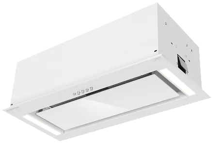 Вытяжка кухонная MEFERI INBOX60WH GLASS POWER, 60 см, полновстраиваемая, белая, стекло, производительность 900 м3/ч, 3 скорости, низкий уровень шума, режимы отвод и рециркуляция, гарантия 3 года