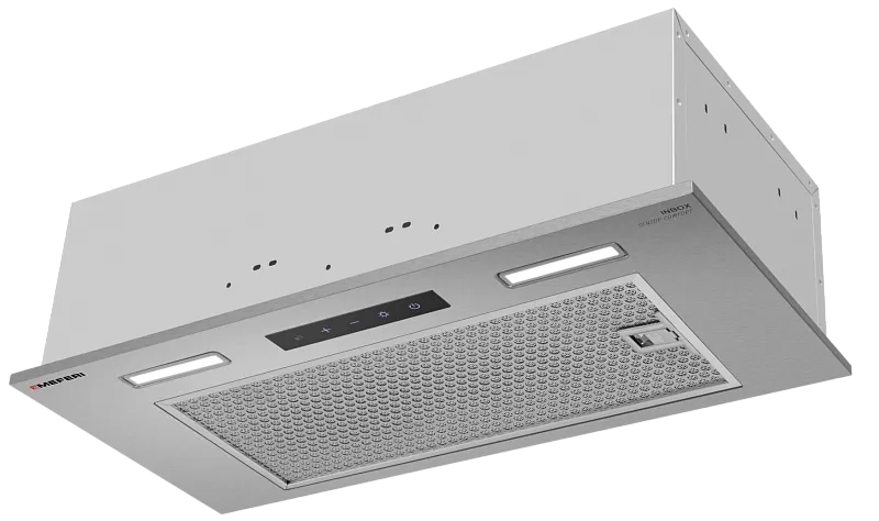 Вытяжка кухонная MEFERI INBOX60IX SENSOR COMFORT на 60 см встраиваемая, серая, производительность 950 м3/ч, 3 скорости, низкий уровень шума, режимы отвод и рециркуляция, сенсорное управление, пульт дистанционного управления, гарантия 3 года - изображение vytyazhka_polnovstraivaemaya_inbox60ix_sensor_comfort  