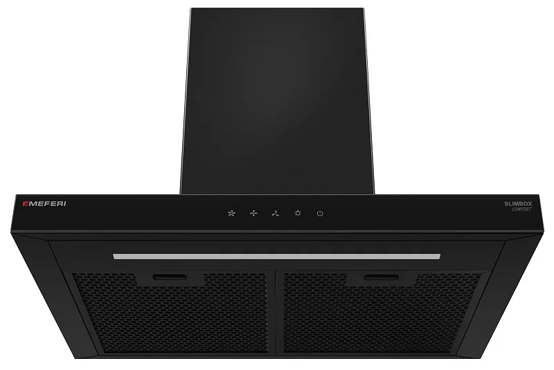 Вытяжка кухонная MEFERI SLIMBOX60BK COMFORT, 60 см, купольная, черная, производительность 950 м3/ч, 3 скорости, низкий уровень шума, режимы отвод и рециркуляция, гарантия 3 года