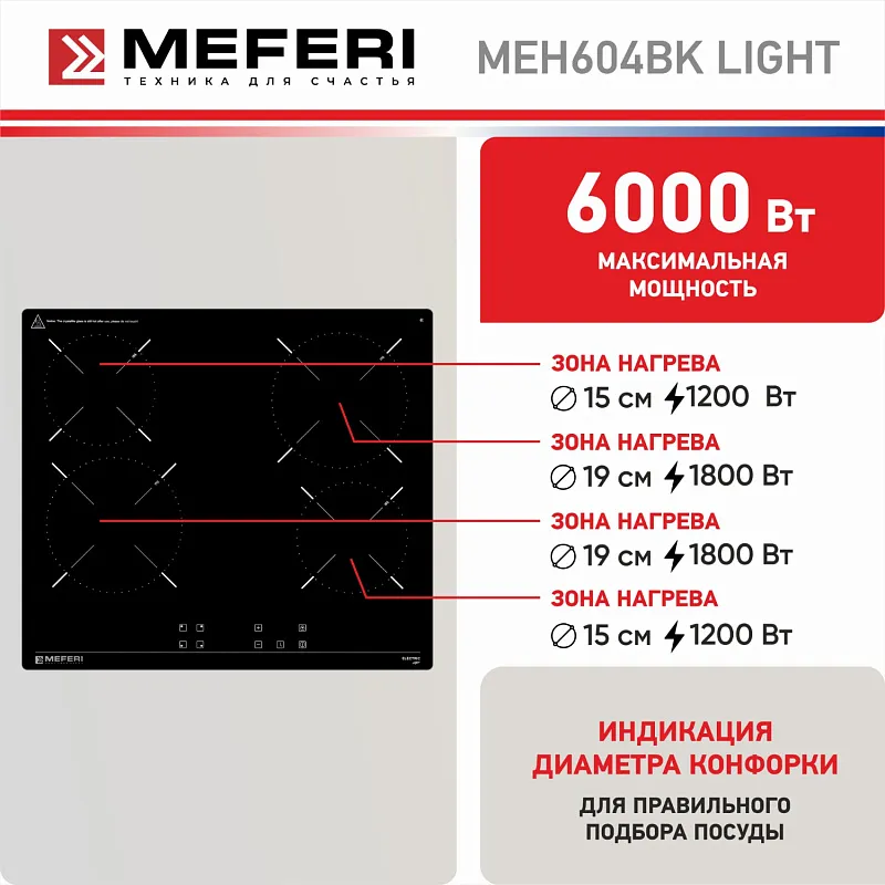Варочная панель электрическая MEFERI MEH604BK LIGHT