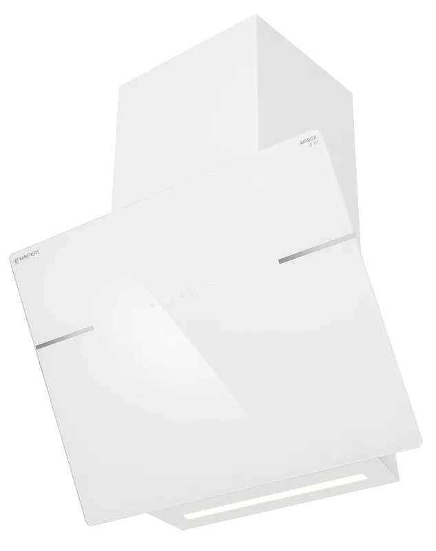 Фото vytyazhka_naklonnaya_pristennaya_airbox60wh_ultra на сайте meferi-home.ru Вытяжка кухонная MEFERI AIRBOX60WH ULTRA, 60 см, наклонная, белая, стекло, производительность 1100 м3/ч, 3 скорости, низкий уровень шума, режимы отвод и рециркуляция, гарантия 3 года - изображение vytyazhka_naklonnaya_pristennaya_airbox60wh_ultra