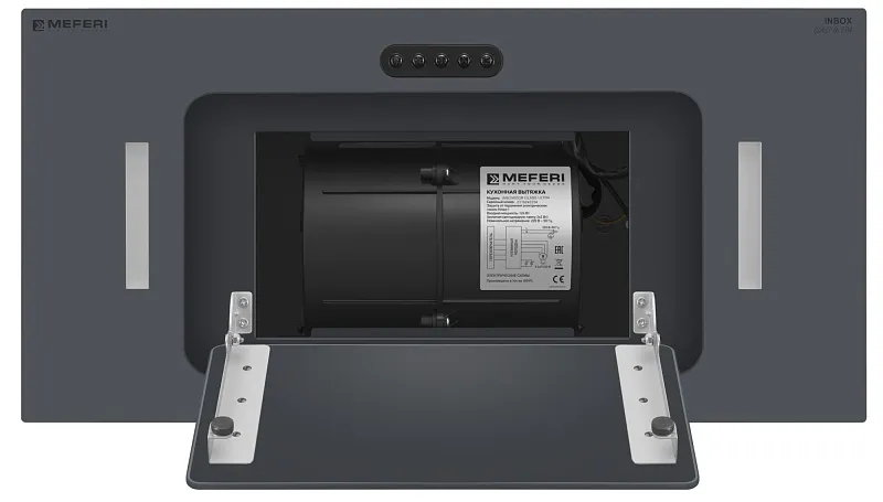 Вытяжка кухонная MEFERI INBOX60GR GLASS ULTRA, 60 см, встраиваемая, серая, стекло, производительность 900 м3/ч, 3 скорости, низкий уровень шума, режимы отвод и рециркуляция, гарантия 3 года