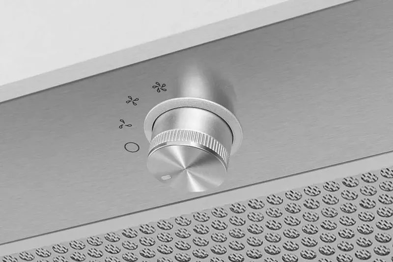 Вытяжка кухонная MEFERI INBOX52IX PUSH COMFORT, 52 см, встраиваемая, серая, производительность 950 м3/ч, 3 скорости, с утапливаемым переключателем, низкий уровень шума, режимы отвод и рециркуляция, гарантия 3 года