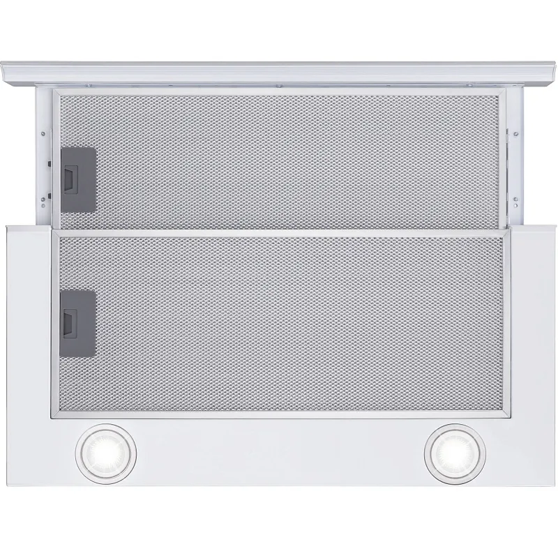 Вытяжка телескопическая кухонная MEFERI SLIDEBOX60WH GLASS ULTRA, 60 см, белая, стекло, производительность 850 м3/ч, 2 скорости, низкий уровень шума, режимы отвод и рециркуляция, гарантия 3 года