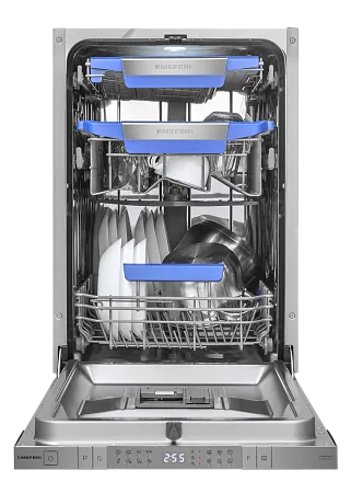 Посудомоечная машина узкая встраиваемая с инвертором MEFERI MDW4583 COMFORT PLUS (модификация 2026 года) 45 см, 10 комплектов посуды, автооткрывание дверцы, аквастоп, луч на полу, внутренняя подсветка, половинная загрузка, таймер