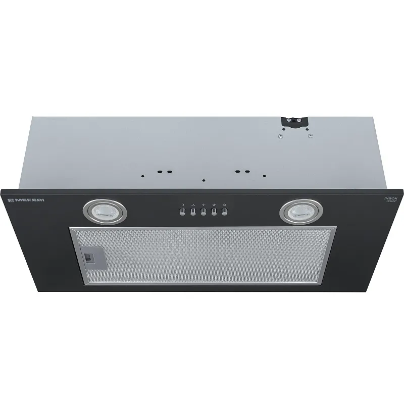 Вытяжка кухонная MEFERI INBOX60BK POWER, 60 см, встраиваемая, черная, производительность 900 м3/ч, 3 скорости, низкий уровень шума, режимы отвод и рециркуляция, гарантия 3 года