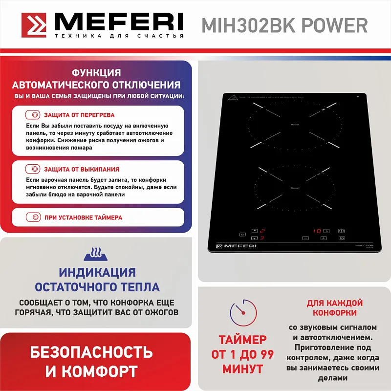 Варочная панель индукционная MEFERI MIH302BK POWER