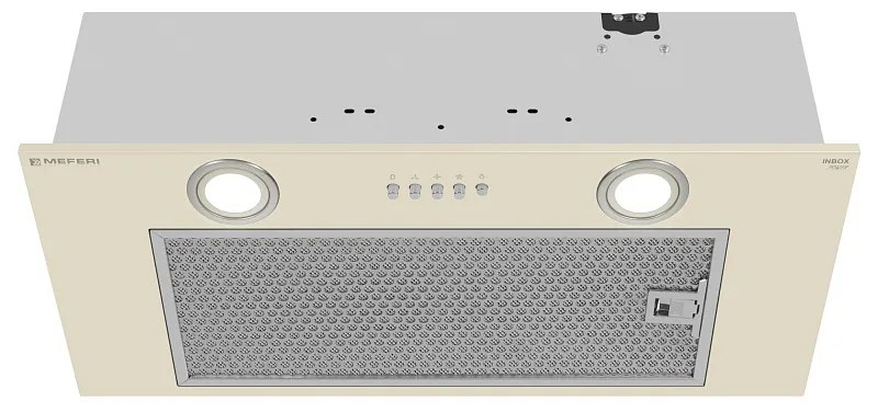 Вытяжка кухонная MEFERI INBOX60BG POWER, 60 см, встраиваемая, бежевая, производительность 900 м3/ч, 3 скорости, низкий уровень шума, режимы отвод и рециркуляция, гарантия 3 года