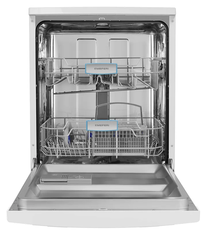 Посудомоечная машина отдельностоящая MEFERI MDW6062WH FS LIGHT, 60 см, напольная, 12 комплектов посуды, 6 программ, 2 корзины, половинная загрузка, отсрочка, защита от протечек, внутренняя подсветка