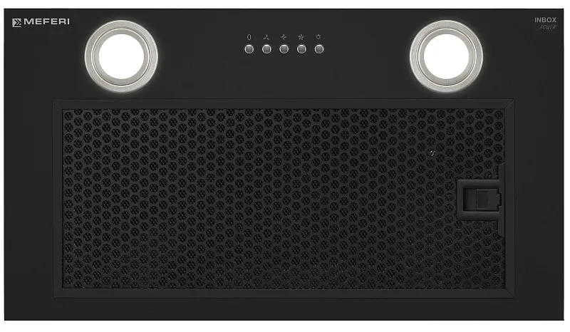Вытяжка кухонная MEFERI INBOX52BK POWER, 52 см, встраиваемая, черная, производительность 900 м3/ч, 3 скорости, низкий уровень шума, режимы отвод и рециркуляция, гарантия 3 года