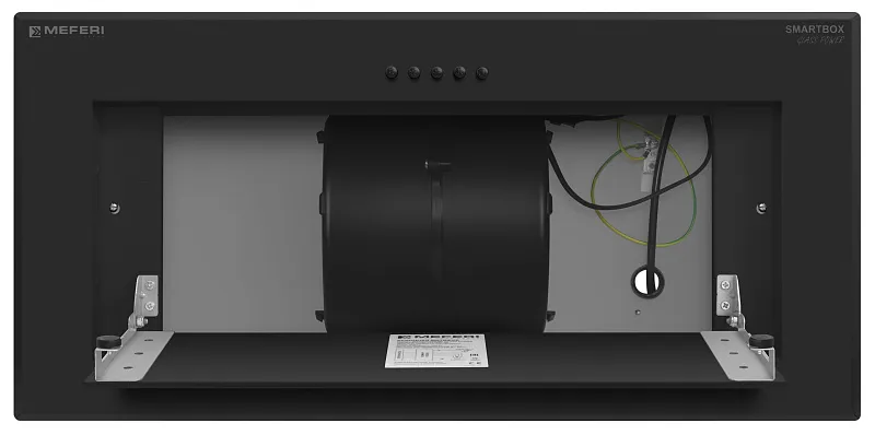 Вытяжка кухонная MEFERI SMARTBOX60BK GLASS POWER, 60 см, встраиваемая, черная, стекло, производительность 900 м3/ч, 3 скорости, низкий уровень шума, режимы отвод и рециркуляция, гарантия 3 года