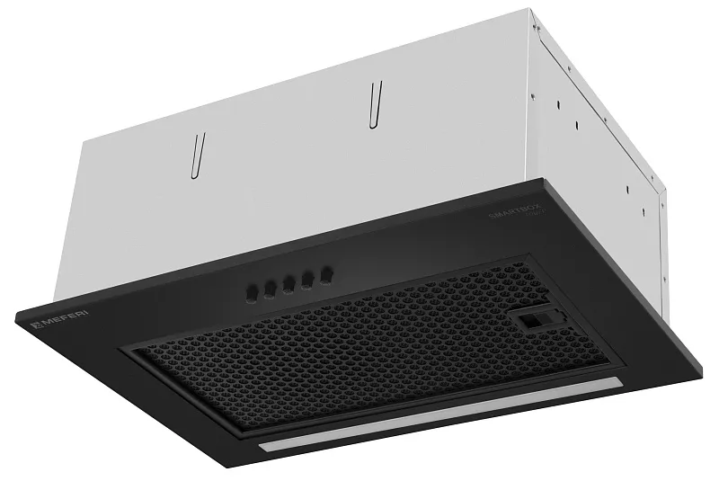 Вытяжка кухонная MEFERI SMARTBOX45BK POWER, 45 см, встраиваемая, черная, производительность 900 м3/ч, 3 скорости, низкий уровень шума, режимы отвод и рециркуляция, гарантия 3 года