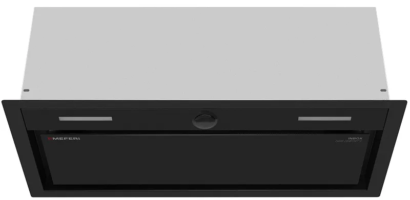 Вытяжка кухонная MEFERI INBOX60BK PUSH COMFORT PLUS, 60 см, встраиваемая, черная, производительность 1200 м3/ч, 3скорости, с утапливаемым переключателем, низкий уровень шума, режимы отвод и циркуляция, гарантия 3 года
