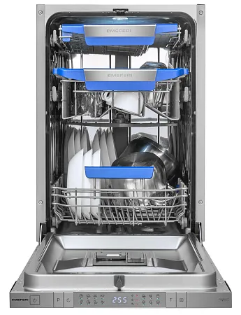 Посудомоечная машина узкая встраиваемая с инвертором MEFERI MDW4583 COMFORT PLUS (модификация 2026 года) 45 см, 10 комплектов посуды, автооткрывание дверцы, аквастоп, луч на полу, внутренняя подсветка, половинная загрузка, таймер Посудомоечная машина узкая встраиваемая с инвертором MEFERI MDW4583 COMFORT PLUS (модификация 2026 года) 45 см, 10 комплектов посуды, автооткрывание дверцы, аквастоп, луч на полу, внутренняя подсветка, половинная загрузка, таймер