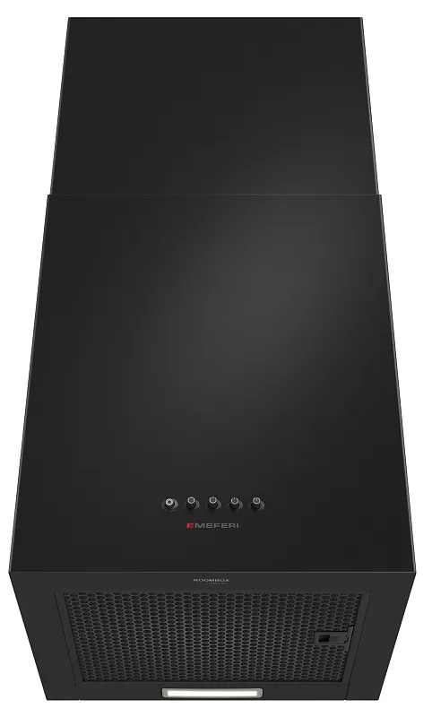 Кубическая вытяжка кухонная MEFERI ROOMBOX40BK COMFORT, пристенная, 40 см, черная, квадратная, производительность 1100 м3/ч, 3 скорости, низкий уровень шума, режимы отвод и рециркуляция, гарантия 3 года