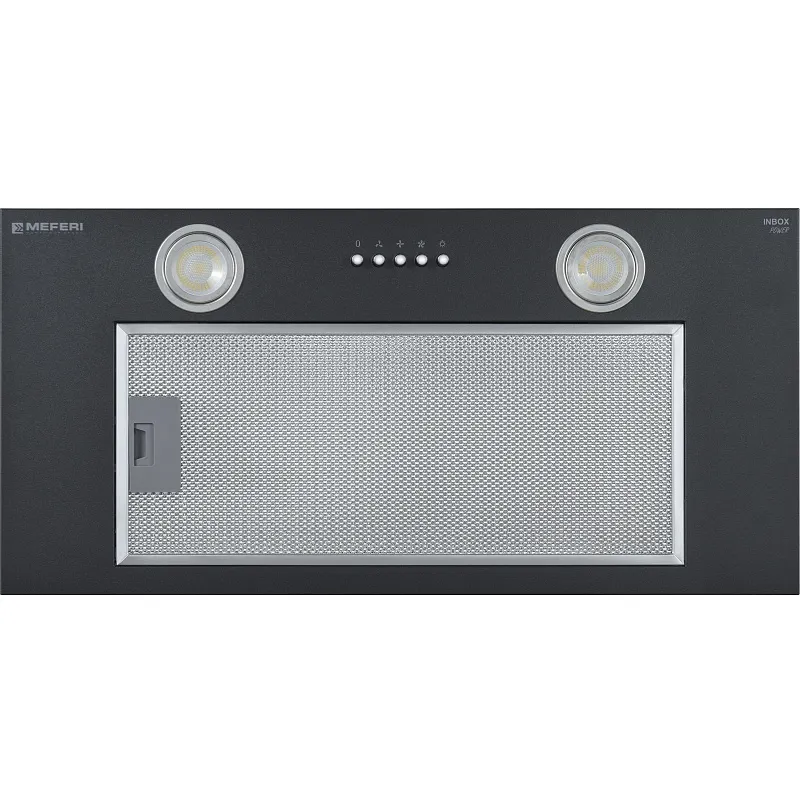 Вытяжка кухонная MEFERI INBOX60BK POWER, 60 см, встраиваемая, черная, производительность 900 м3/ч, 3 скорости, низкий уровень шума, режимы отвод и рециркуляция, гарантия 3 года