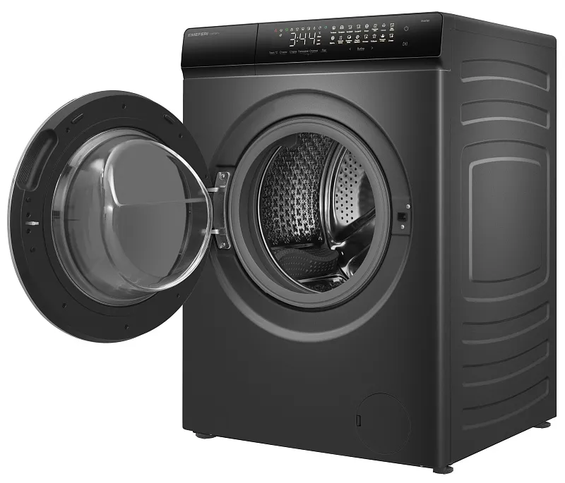 Стиральная машина с инвертором и паром MEFERI MFW121416GR COMFORT PLUS отдельностоящая серая, загрузка 12 кг, с сенсорным управлением