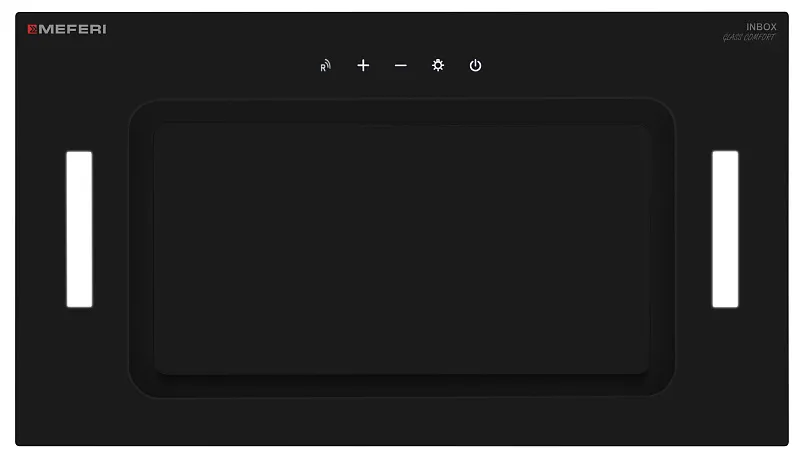 Вытяжка кухонная MEFERI INBOX52BK GLASS COMFORT, 52 см, встраиваемая, черная, стекло, производительность 950 м3/ч, 3 скорости, низкий уровень шума, режимы отвод и рециркуляция, пульт дистанционного управления, гарантия 3 года