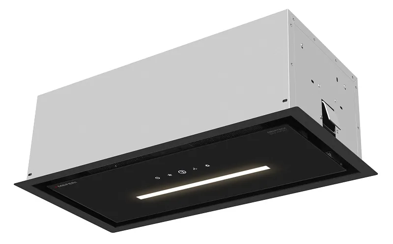 Вытяжка кухонная MEFERI SMARTBOX60BK GLASS COMFORT, 60 см, встраиваемая, стекло, черная, производительность 950 м3/ч, 3 скорости, низкий уровень шума, режимы отвод и рециркуляция, гарантия 3 года