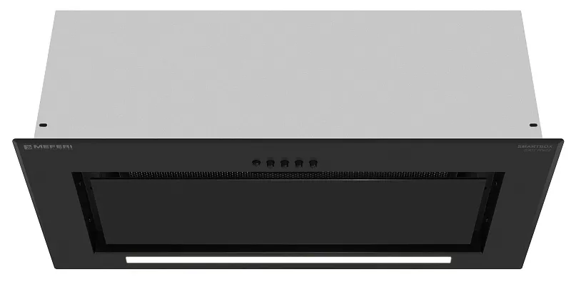 Вытяжка кухонная MEFERI SMARTBOX60BK GLASS POWER, 60 см, встраиваемая, черная, стекло, производительность 900 м3/ч, 3 скорости, низкий уровень шума, режимы отвод и рециркуляция, гарантия 3 года