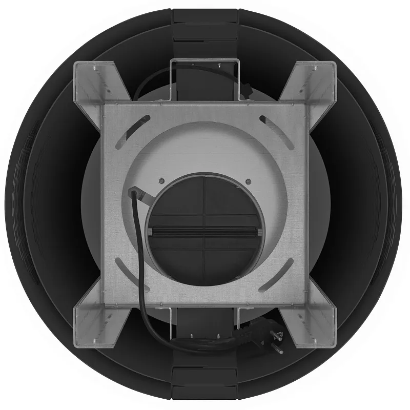 Вытяжка кухонная цилиндрическая островная MEFERI TUBE40BK ISLA POWER, 40 см, черная, производительность 850 м3/ч, 3 скорости, низкий уровень шума, режимы отвод и рециркуляция, гарантия 3 года