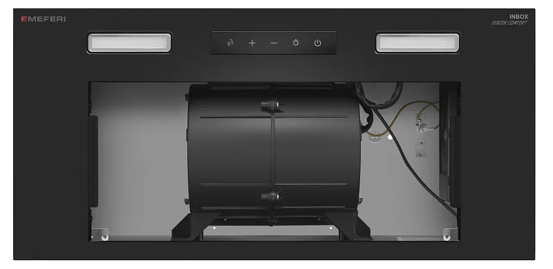 Вытяжка кухонная MEFERI INBOX60BK SENSOR COMFORT, 60 см, полновстраиваемая, черная, производительность 950 м3/ч, 3 скорости, низкий уровень шума, режимы отвод и рециркуляция, гарантия 3 года