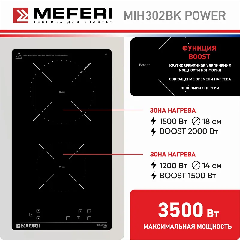 Варочная панель индукционная MEFERI MIH302BK POWER