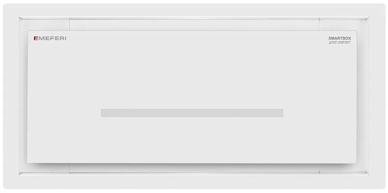 Вытяжка кухонная MEFERI SMARTBOX60WH GLASS COMFORT, 60 см, встраиваемая, белая, стекло, производительность 950 м3/ч, 3 скорости, низкий уровень шума, режимы отвод и рециркуляция, гарантия 3 года