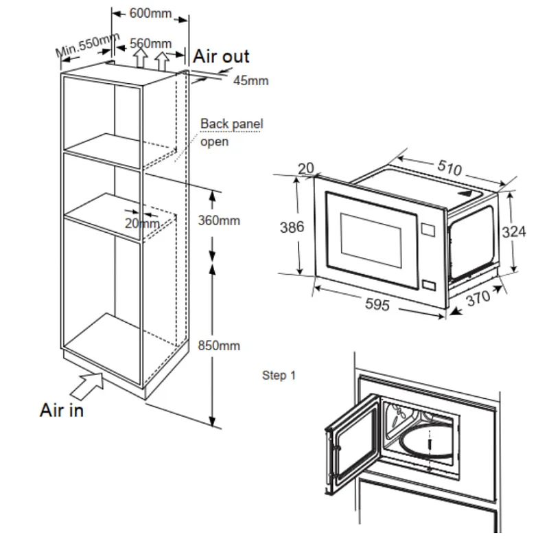 Микроволновая печь встраиваемая MEFERI MMO6028WH COMFORT PLUS