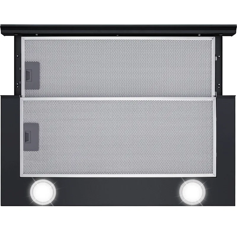 Вытяжка телескопическая кухонная MEFERI SLIDEBOX60BK GLASS ULTRA, 60 см, черная, стекло, производительность 850 м3/ч, 2 скорости, низкий уровень шума, режимы отвод и рециркуляция, гарантия 3 года