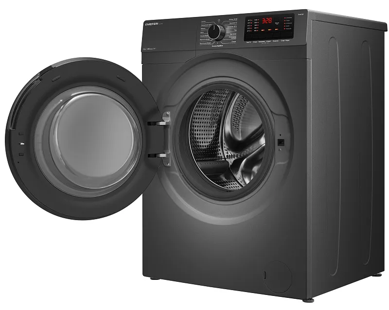 Стиральная машина с инвертором и паром MEFERI MFW091216GR ULTRA отдельностоящая серая, загрузка 9 кг