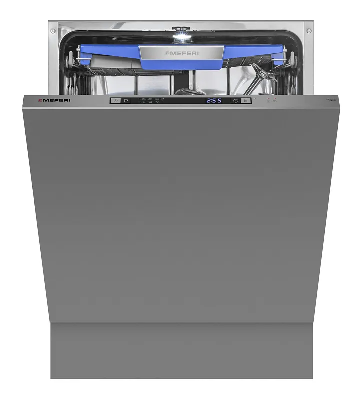 Посудомоечная машина встраиваемая MEFERI MDW6073 COMFORT, 60 см, напольная, 14 комплектов посуды, 7 программ, 3 корзины, автооткрывание, аквастоп, луч на полу, внутренняя подсветка