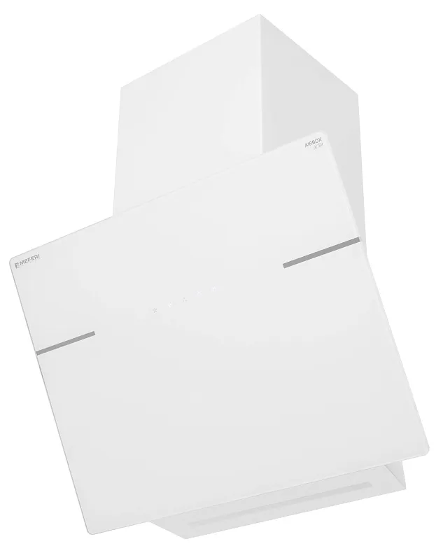 Вытяжка кухонная MEFERI AIRBOX60WH ULTRA, 60 см, наклонная, белая, стекло, производительность 1100 м3/ч, 3 скорости, низкий уровень шума, режимы отвод и рециркуляция, гарантия 3 года