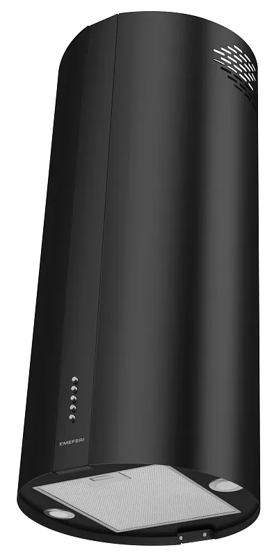 Вытяжка кухонная цилиндрическая островная MEFERI TUBE40BK ISLA POWER, 40 см, черная, производительность 850 м3/ч, 3 скорости, низкий уровень шума, режимы отвод и рециркуляция, гарантия 3 года
