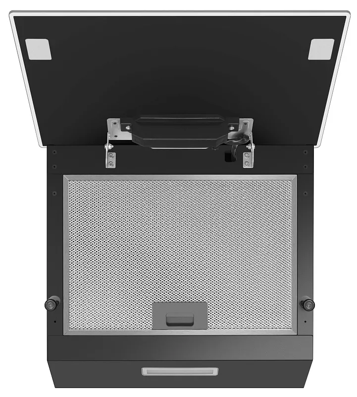 Вытяжка кухонная MEFERI AIRBOX45BK LIGHT, 45 см, наклонная, черная, стекло, производительность 650 м3/ч, 3 скорости, низкий уровень шума, режимы отвод и рециркуляция, гарантия 3 года